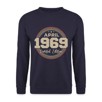 April 1969 Retro April 1969 Birthday Gift - Unisex Sweatshirt - navy - Front - Alina (178cm) & Michal (187cm)