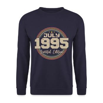 1995 Geburtstag Juli 1995 Geschenk Juli 1995 - Unisex Pullover - Navy - Vorne - Alina (178cm) & Michal (187cm)