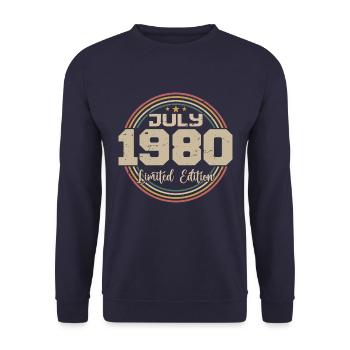 1980 Birthday July 1980 Gift July 1980 - Unisex Sweatshirt - navy - Front - Alina (178cm) & Michal (187cm)