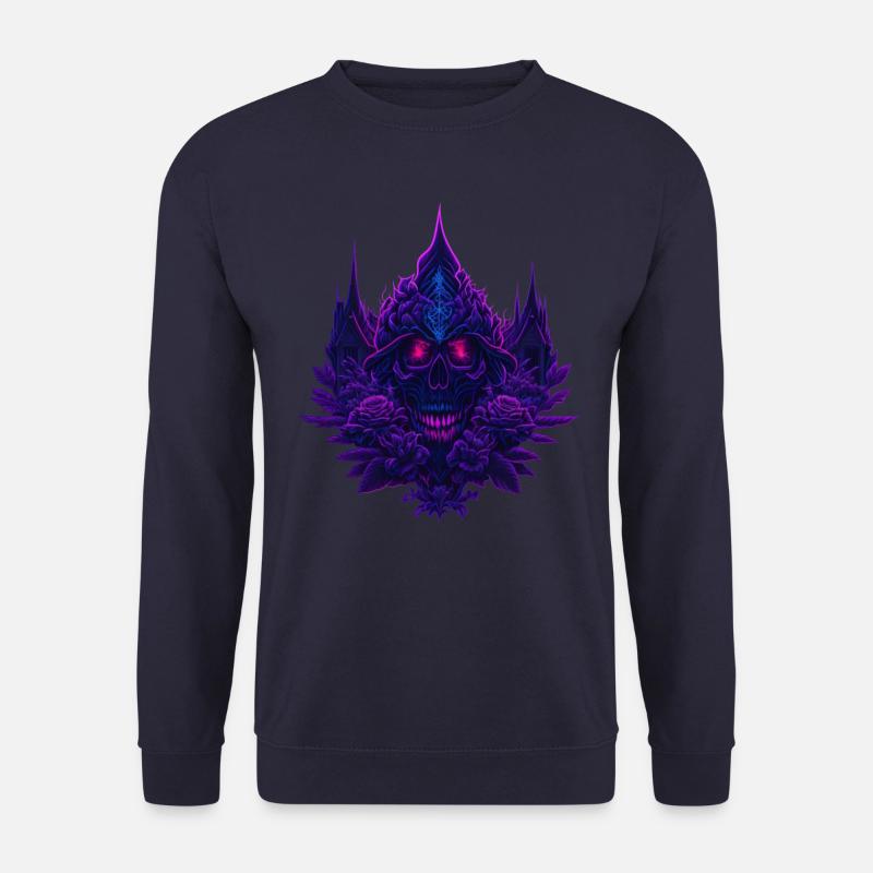 Crâne de roses néon violettes - Sweat-shirt Unisexe - marine