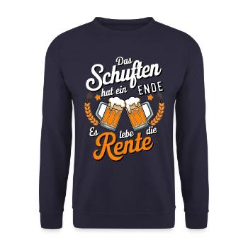 Das Schuften Hat Ein Ende Es Lebe Die Rente - Unisex Pullover - Navy - Vorne - Alina (178cm) & Michal (187cm)