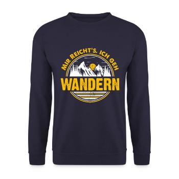Mir reicht's ich geh wandern! Wander Funshirt cool - Unisex Pullover - Navy - Vorne - Alina (178cm) & Michal (187cm)