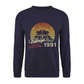 Jahrgang 1991 Geburtstagsgeschenk 1991 Retro 1991 - Unisex Pullover - Navy - Vorne - Alina (178cm) & Michal (187cm)