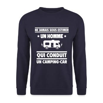 Ne sous-estimez qui conduit un camping-car - Sweat-shirt Unisexe - marine - Devant - Alina (178cm) & Michal (187cm)