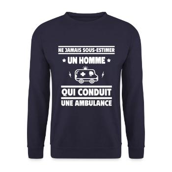 Un homme qui conduit une ambulance - Sweat-shirt Unisexe - marine - Devant - Alina (178cm) & Michal (187cm)