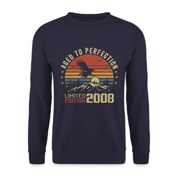 Jahrgang 2008 Limitierte Auflage 2008 Retro 2008 - Unisex Pullover - Navy - Vorne - Alina (178cm) & Michal (187cm)
