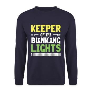 Keeper of the Blinking Lights IT Tech Network - Unisex Sweatshirt - navy - Front - Alina (178cm) & Michal (187cm)