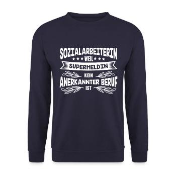 Sozialarbeitern Geschenkidee - Unisex Pullover - Navy - Vorne - Alina (178cm) & Michal (187cm)