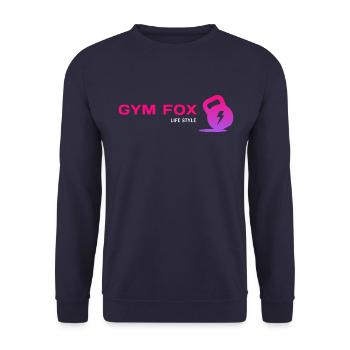 GYM FOX - Motivating Gym and Fitness Designs - Unisex Sweatshirt - navy - Front - Alina (178cm) & Michal (187cm)