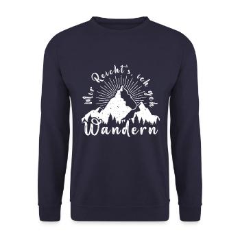 Mir reicht's ich geh wandern! Wander Funshirt cool - Unisex Pullover - Navy - Vorne - Alina (178cm) & Michal (187cm)