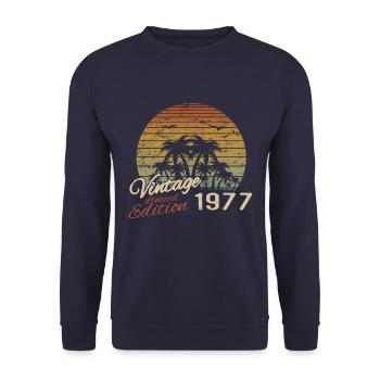 Vintage 1977 Geburtstagsgeschenk 1977 Retro 1977 - Unisex Pullover - Navy - Vorne - Alina (178cm) & Michal (187cm)