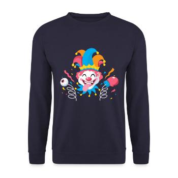 Clown, Carnival, Carnival, Carnival Costume, Parade, Celebration, Jester, - Unisex Sweatshirt - navy - Front - Alina (178cm) & Michal (187cm)