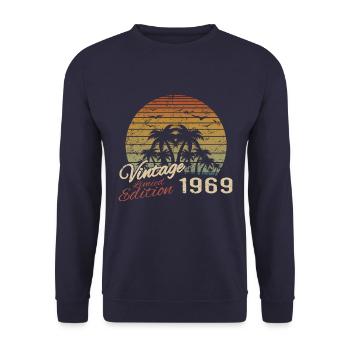 Vintage 1969 Geburtstagsgeschenk 1969 Retro 1969 - Unisex Pullover - Navy - Vorne - Alina (178cm) & Michal (187cm)