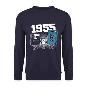 Vintage Born In 1955 Birthday Gift 1955 - Unisex Sweatshirt - navy - Front - Alina (178cm) & Michal (187cm)