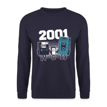 Vintage Born In 2001 Birthday Gift 2001 - Unisex Sweatshirt - navy - Front - Alina (178cm) & Michal (187cm)