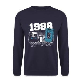 Jahrgang Jahrgang 1988 Geburtstagsgeschenk 1988 - Unisex Pullover - Navy - Vorne - Alina (178cm) & Michal (187cm)