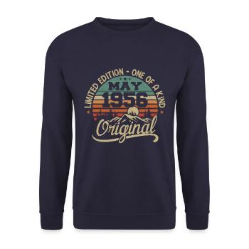 Mai 1956 Geburtstag Mai 1956 Geschenk 1956 Mai - Unisex Pullover - Navy - Vorne - Alina (178cm) & Michal (187cm)