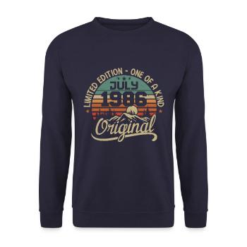 July 1986 Gift Birthday Gift 1986 July - Unisex Sweatshirt - navy - Front - Alina (178cm) & Michal (187cm)