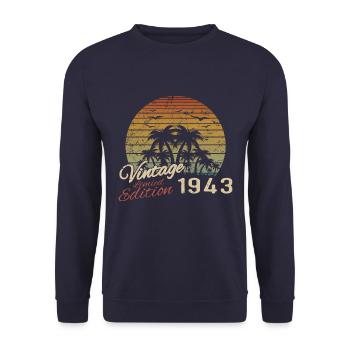 Vintage 1943 Birthday Gift 1943 Retro 1943 - Unisex Sweatshirt - navy - Front - Alina (178cm) & Michal (187cm)