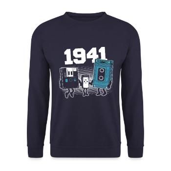 Vintage Born In 1941 Geburtstagsgeschenk 1941 - Unisex Pullover - Navy - Vorne - Alina (178cm) & Michal (187cm)