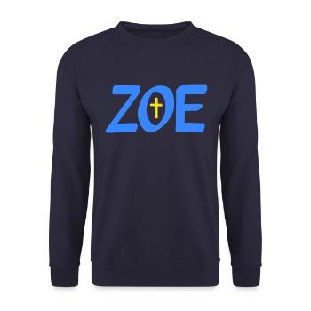 ZOE mit Kreuz - Unisex Pullover - Navy - Vorne - Alina (178cm) & Michal (187cm)