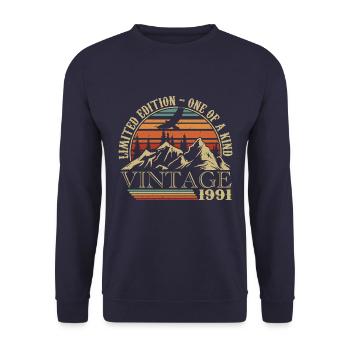 1991 Vintage Cadeau Anniversaire 1991 Retro 1991 - Sweat-shirt Unisexe - marine - Devant - Alina (178cm) & Michal (187cm)