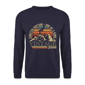 2010 Vintage Retro 2010 Anniversary Gift - Unisex Sweatshirt - navy - Front - Alina (178cm) & Michal (187cm)