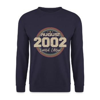 Millésime Né(e) Août 2002 Cadeau Anniversaire 2002 - Sweat-shirt Unisexe - marine - Devant - Alina (178cm) & Michal (187cm)