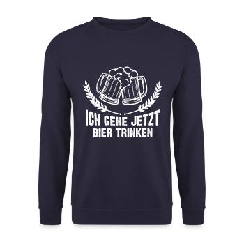 Bier trinken Saufen Party Urlaub Feiern Alkohol - Unisex Pullover - Navy - Vorne - Alina (178cm) & Michal (187cm)