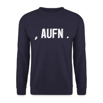 komma aufn punkt Spruch Schrift - Unisex Pullover - Navy - Vorne - Alina (178cm) & Michal (187cm)