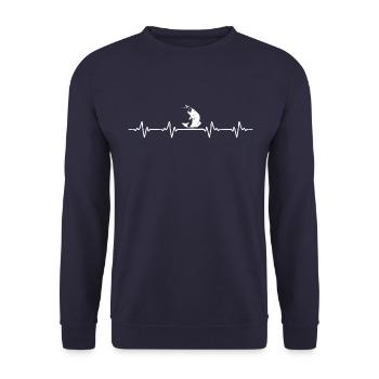 Angel Heartbeat Fishing Fishing Rod Fish Pulse - Unisex Sweatshirt - navy - Front - Alina (178cm) & Michal (187cm)