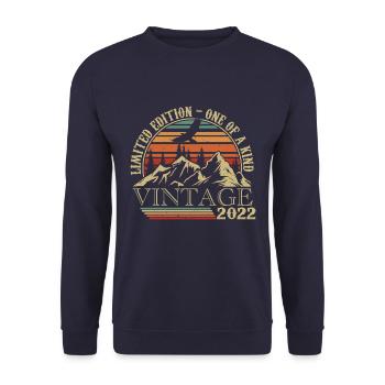2022 Vintage Retro 2022 Anniversary Gift - Unisex Sweatshirt - navy - Front - Alina (178cm) & Michal (187cm)