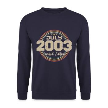 2003 Anniversaire Juillet 2003 Cadeau Juillet 2003 - Sweat-shirt Unisexe - marine - Devant - Alina (178cm) & Michal (187cm)