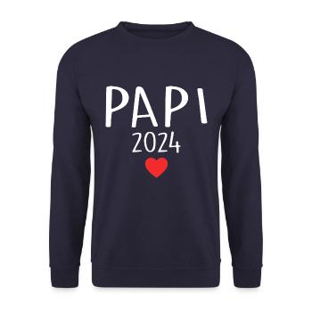 papa - futur papa 2024 - Sweat-shirt Unisexe - marine - Devant - Alina (178cm) & Michal (187cm)