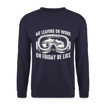 Leaving Work on Friday, Funshirt, Ski Goggles, Fun - Unisex Sweatshirt - navy - Front - Alina (178cm) & Michal (187cm)
