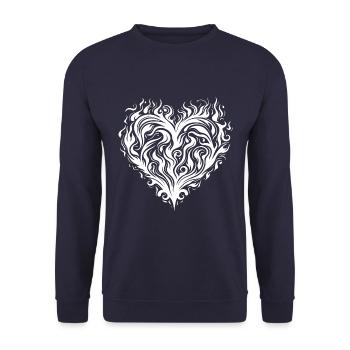Cœur Feu Amour - Sweat-shirt Unisexe - marine - Devant - Alina (178cm) & Michal (187cm)