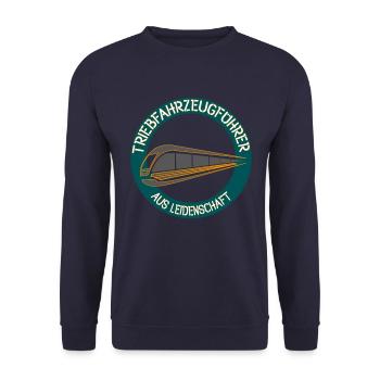 Triebfahrzeugführer aus Leidenschaft - Unisex Pullover - Navy - Vorne - Alina (178cm) & Michal (187cm)