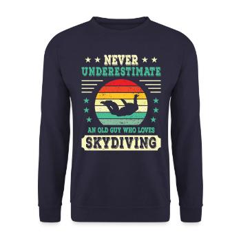 Ne sous-estimez jamais un vieux gars qui aime le parachutisme - Sweat-shirt Unisexe - marine - Devant - Alina (178cm) & Michal (187cm)