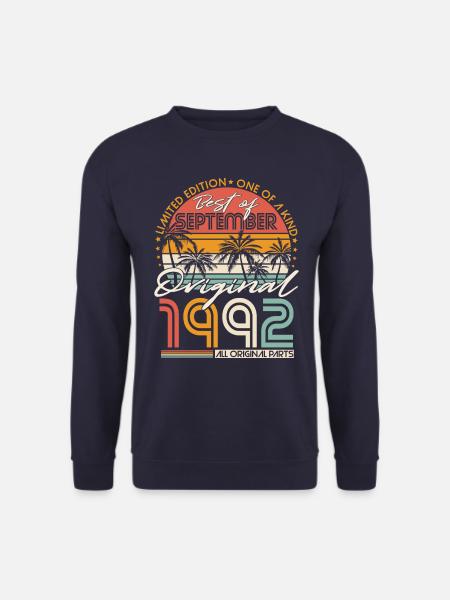 September 1992 Vintage Jahrgang Geburtstag Retro - Unisex Pullover - Navy