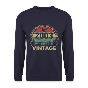 Jahrgang 2003 Original 2003 Retro Jubiläum 2003 - Unisex Pullover - Navy - Vorne - Alina (178cm) & Michal (187cm)