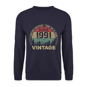 Gift June 1991 Birthday June 1991 June 1991 - Unisex Sweatshirt - navy - Front - Alina (178cm) & Michal (187cm)