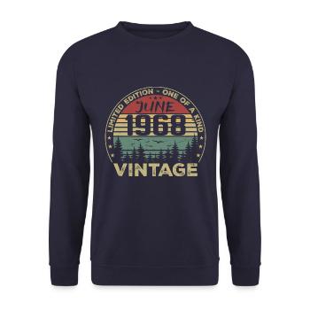 Cadeau Juin 1968 Anniversaire Juin 1968 Juin 1968 - Sweat-shirt Unisexe - marine - Devant - Alina (178cm) & Michal (187cm)
