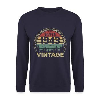 Gift June 1943 Birthday June 1943 June 1943 - Unisex Sweatshirt - navy - Front - Alina (178cm) & Michal (187cm)