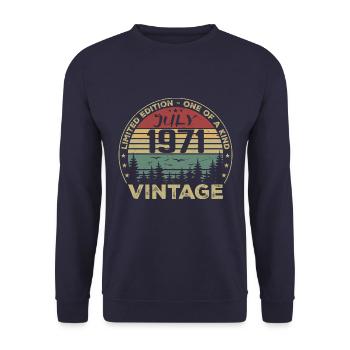 Cadeau D'anniversaire Juillet 1971 Vintage 1971 - Sweat-shirt Unisexe - marine - Devant - Alina (178cm) & Michal (187cm)