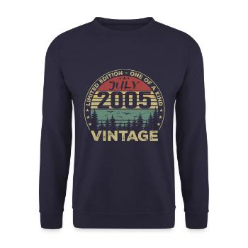 Juli 2005 Jahrgang 2005 Geburtstagsgeschenk - Unisex Pullover - Navy - Vorne - Alina (178cm) & Michal (187cm)