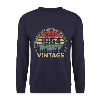 July 1954 Birthday Gift Vintage 1954 - Unisex Sweatshirt - navy - Front - Alina (178cm) & Michal (187cm)