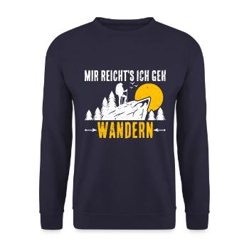 Mir reicht's ich geh wandern! Wander Funshirt cool - Unisex Pullover - Navy - Vorne - Alina (178cm) & Michal (187cm)