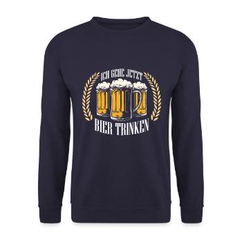 Bier trinken Saufen Party Urlaub Feiern Alkohol - Unisex Pullover - Navy - Vorne - Alina (178cm) & Michal (187cm)