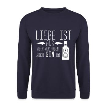 Liebe Aus Gin Trennung Alkohol Spaß Party Funshirt - Unisex Pullover - Navy - Vorne - Alina (178cm) & Michal (187cm)