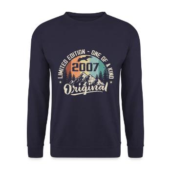 2007 Original Vintage Jubiläumsgeschenk 2007 - Unisex Pullover - Navy - Vorne - Alina (178cm) & Michal (187cm)